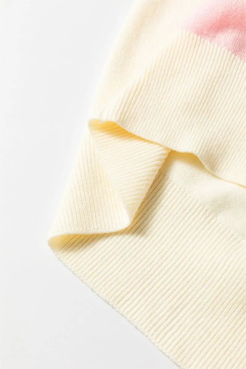 White Stripe Colorful Pattern Button Front Sweater Cardigan - Love Salve